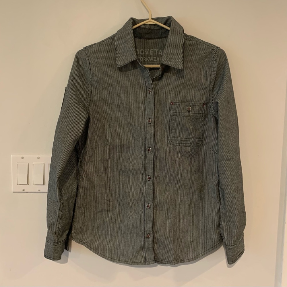 Dovetail Workwear Givens Work Shirt Indigo Stripe Women’s XS Small